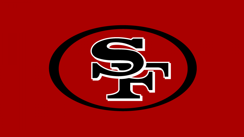 San Francisco 49ers, Red background, American football team, Wallpaper