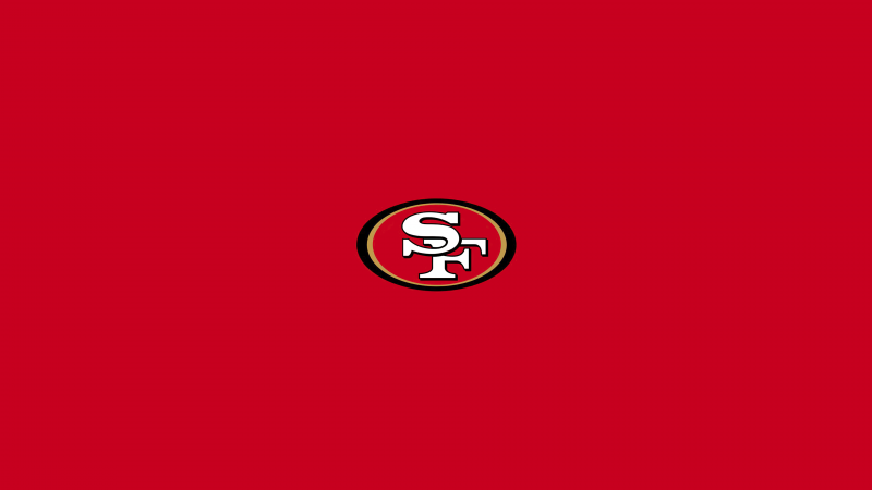 San Francisco 49ers, Minimalist, American football team, Red background, Wallpaper