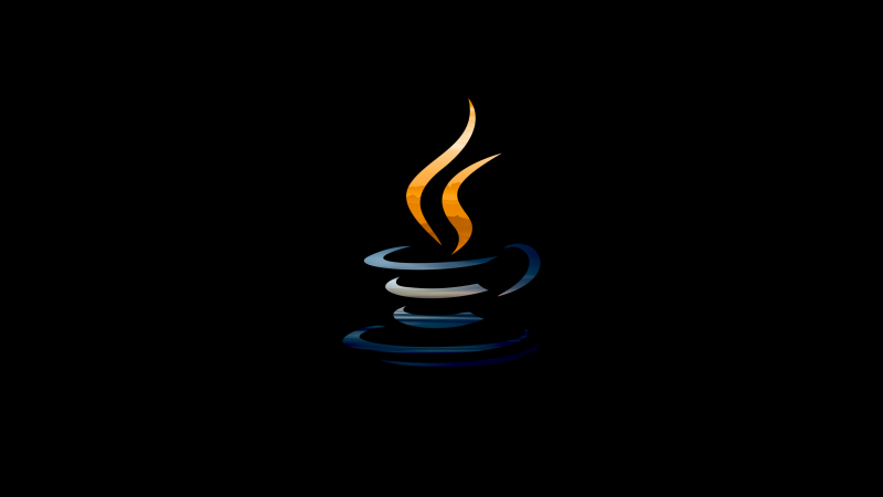 Java, Logo, Programming language, Black background, AMOLED, Wallpaper