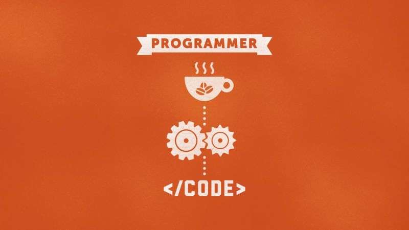 Programmer, Code, Programmer quotes, Orange background, Wallpaper
