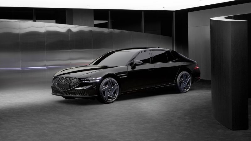 Genesis G90, Black cars, 2024, Luxury Sedan, 5K, 8K, Black and White, Wallpaper