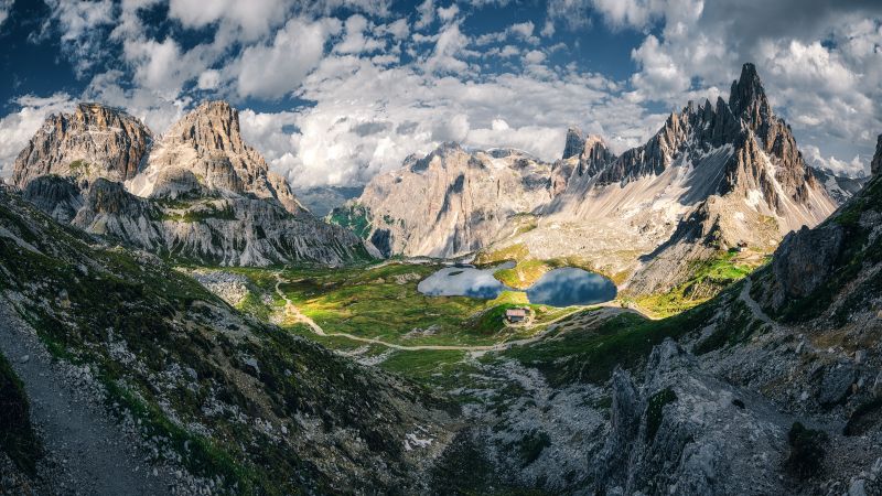 Dolomite mountains, Panorama, Italy, Landscape, 5K, 8K, Wallpaper