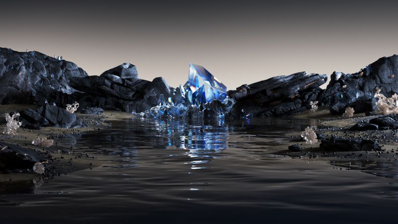 Midnight Blue, Landscape, Surreal, Crystal, Body of Water, Wallpaper