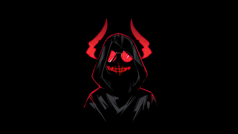 Spooky, Devil, AMOLED, Black background, Wallpaper
