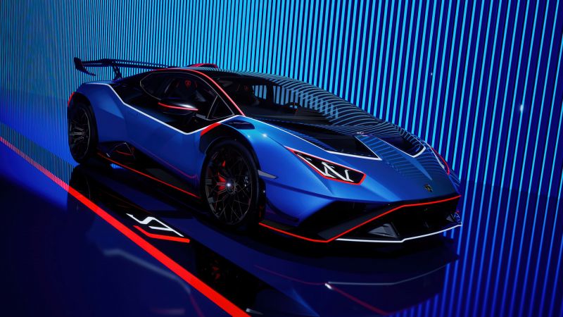 Lamborghini Huracan STJ, 2024, 5K, Blue, Wallpaper