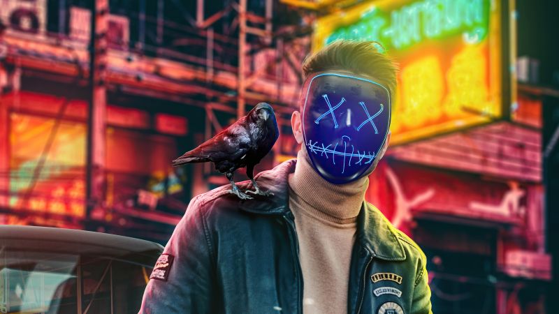 Raven, Dope, LED mask, Purge mask, Wallpaper