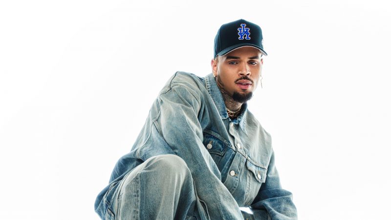 Chris Brown, White background, American rapper, Wallpaper