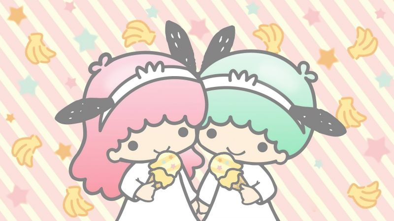 Little Twin Stars, Ice cream cone, Pastel, Aesthetic, Kiki and Lala, Cartoon, Sanrio, Wallpaper
