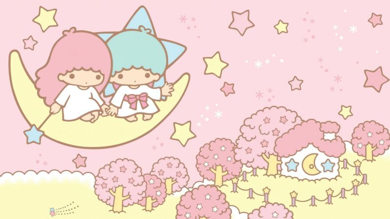 Little Twin Stars, Pink aesthetic, Kiki and Lala, Cartoon, Sanrio