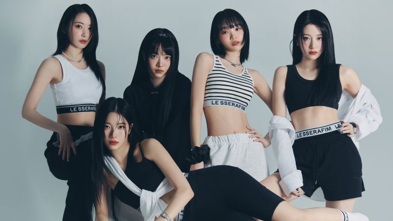 Le Sserafim, Girl group, K-pop, Korean singers, 5K, Kim Chaewon, Sakura Miyawaki, Huh Yunjin, Kazuha, Hong Eunchae, Wallpaper