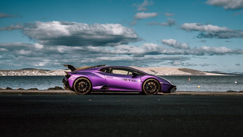 Lamborghini Huracán STO, Purple, 5K, 8K, Wallpaper