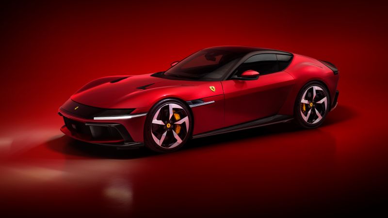 Ferrari 12Cilindri, Red aesthetic, 8K, 2024, 5K, Sports car, Red cars, Wallpaper
