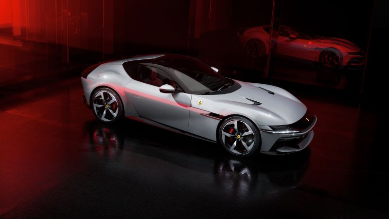 Ferrari 12Cilindri, Dark aesthetic, 8K, 2024, 5K, Sports car, Wallpaper