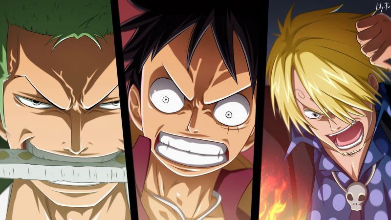 Roronoa Zoro, Monkey D. Luffy, Sanji, One Piece, Wallpaper