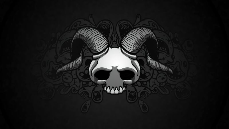 Demon, Skull, The Binding of Isaac, Dark background, Spooky