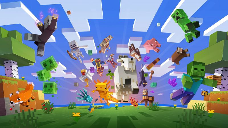 Minecraft, Game poster, Video Game, Pixel art, Alex (Minecraft), Steve (Minecraft), Wolf (Minecraft), Zombie Pigman