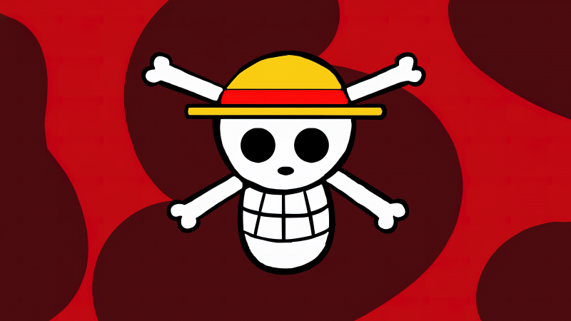 Straw Hat Pirates, Logo, One Piece, Monkey D. Luffy, Red background, Wallpaper