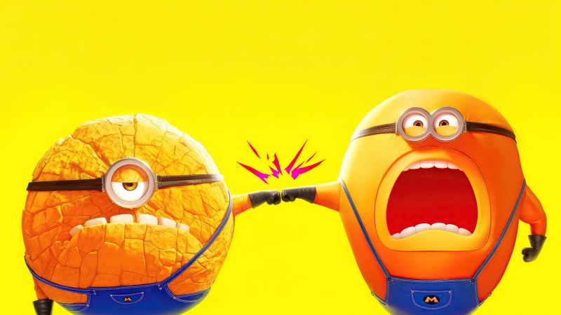 Despicable Me 4, Minions, Yellow background, Wallpaper
