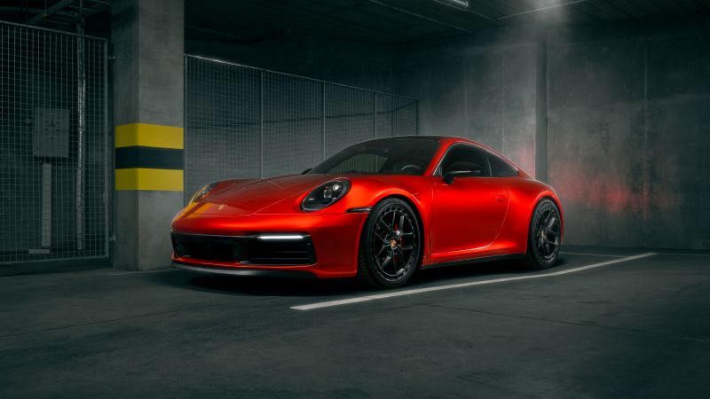 Porsche 911 Carrera S, 8K, Red cars, 5K, Wallpaper
