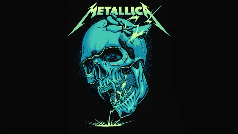 Metallica, Skull, Black background, Wallpaper