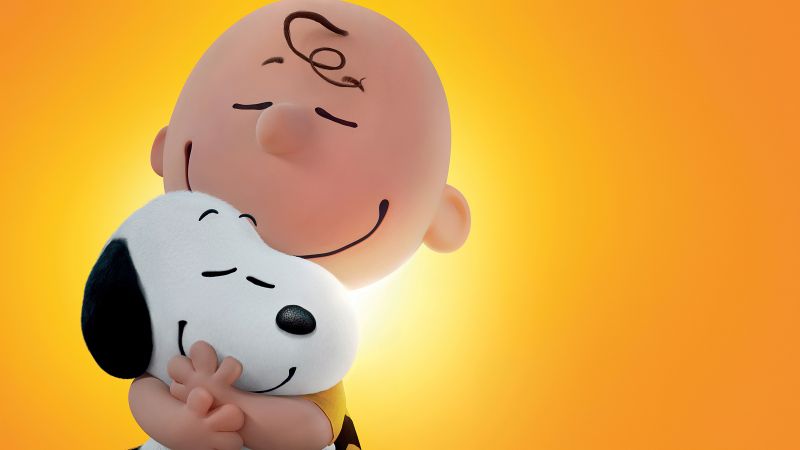 Peanuts, Cute cartoon, Charlie Brown, Snoopy, Yellow background, Wallpaper