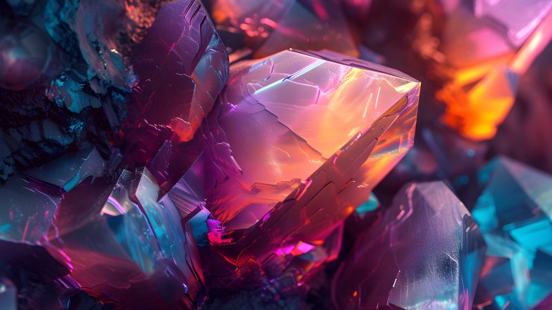 Gemstone, Crystals, Abstract background, 5K, Sparkling