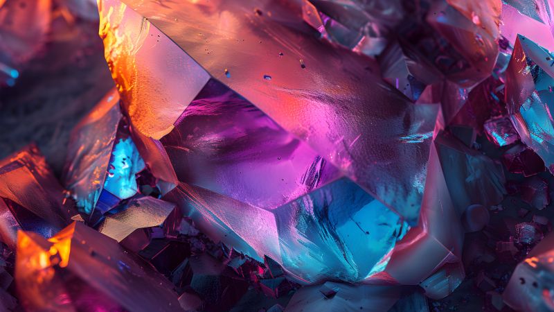 Sparkling, Crystals, Aesthetic, 5K, AI art, Wallpaper