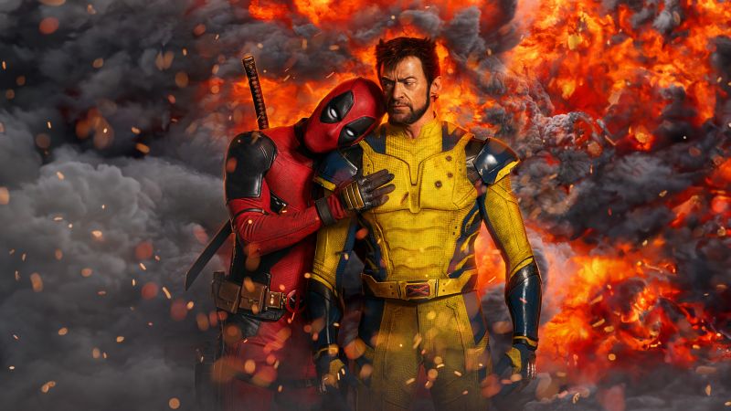 Deadpool & Wolverine, Fire, 5K, 8K, 2024 Movies, Marvel Cinematic Universe, Wallpaper