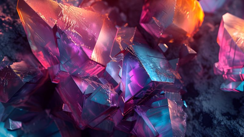 Colorful, Crystals, Abstract background, 5K, Sparkling, Wallpaper