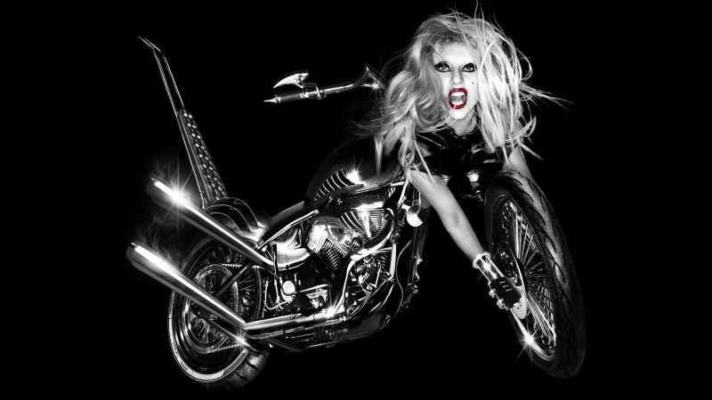 Lady Gaga, Black background, 5K, 8K, Wallpaper