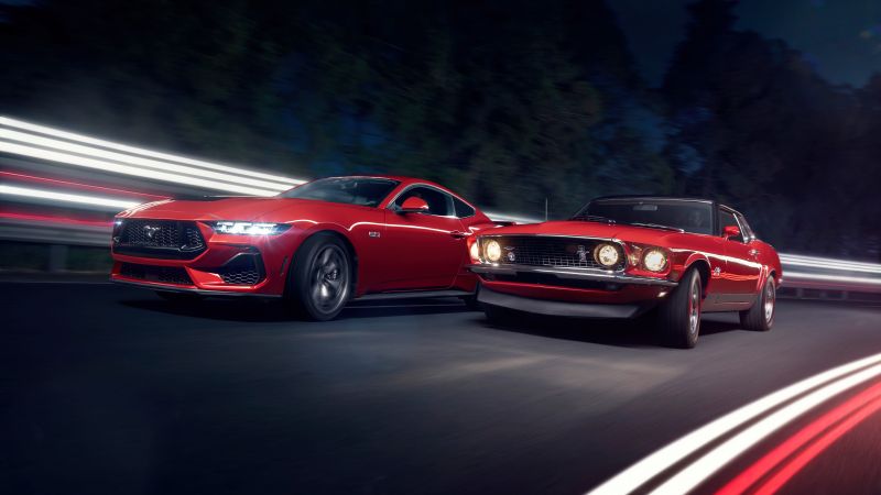 Ford Mustang, Classic, 5K, Red cars, Racing cars, Wallpaper