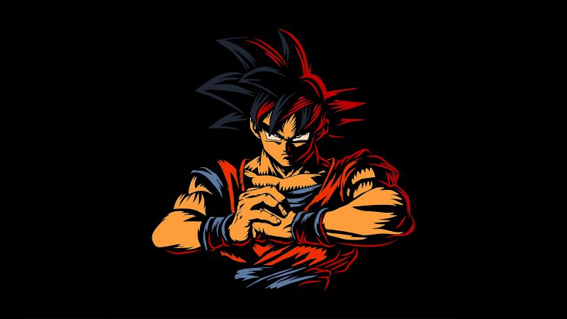 Goku, Dragon Ball, AMOLED, Black background, Wallpaper