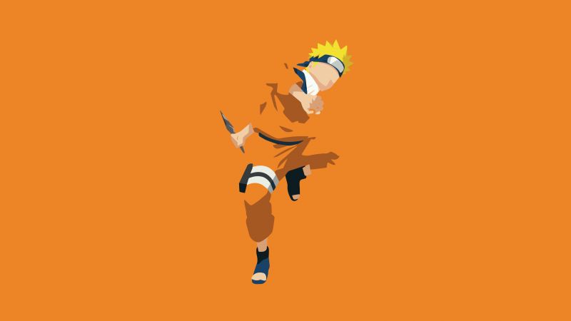 Naruto Uzumaki, Minimalist, Orange background