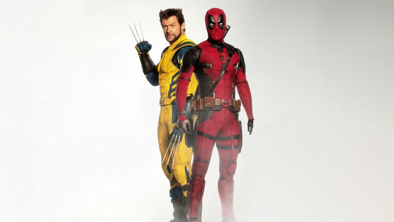 Deadpool & Wolverine, White background, 2024 Movies, 5K, Wallpaper