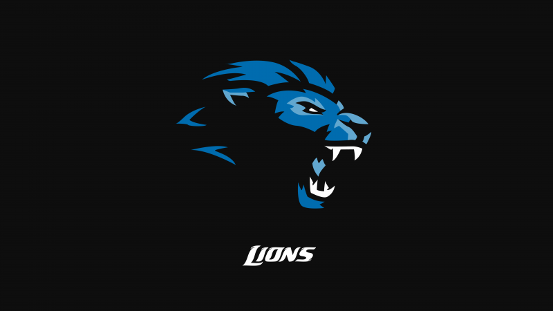 Detroit Lions, Black background, Logo, American football team, NFL team, 5K, Wallpaper