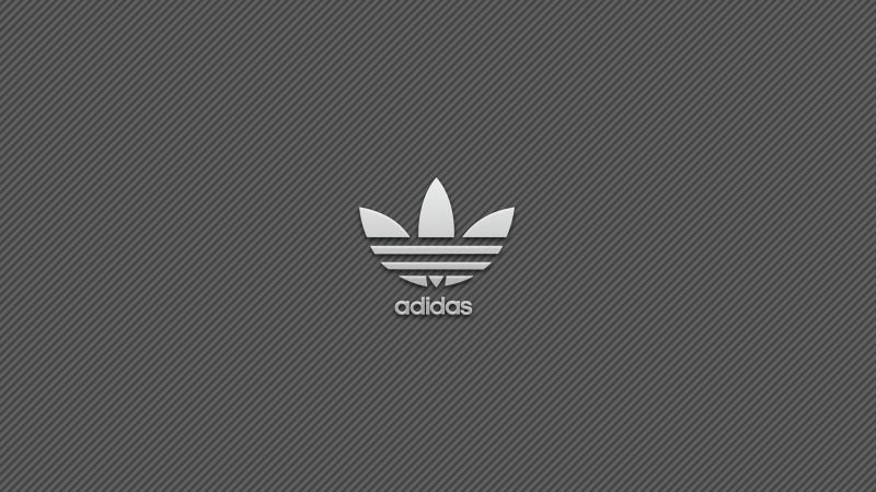 Adidas, Logo, Monochrome background, Wallpaper