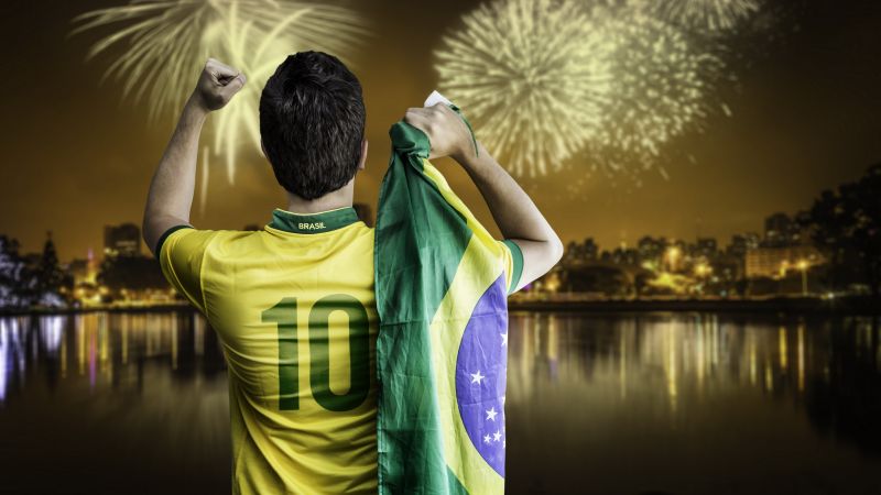 Brazilian Football Player, Fireworks, FIFA World Cup, Wallpaper