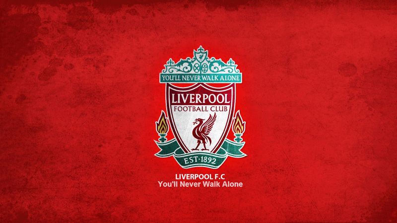Liverpool FC, Logo, Football club, Red background, 5K, Wallpaper