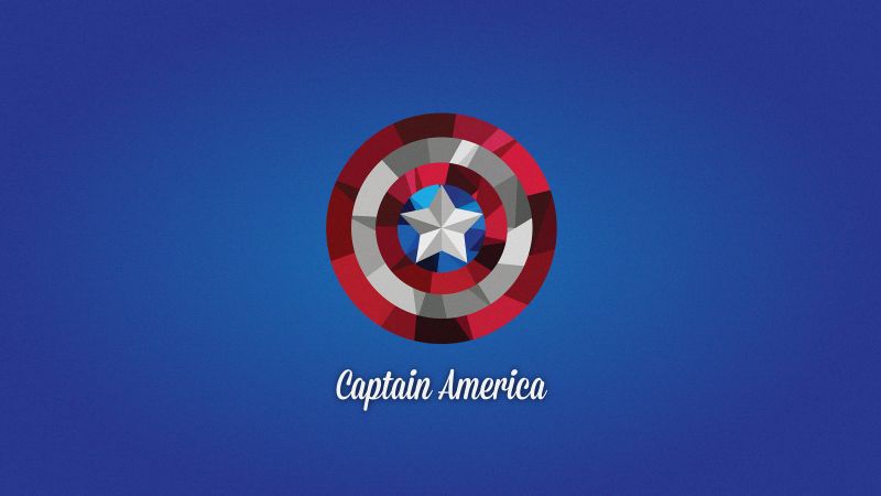 Captain America's shield, Illustration, Blue background, 5K, Wallpaper