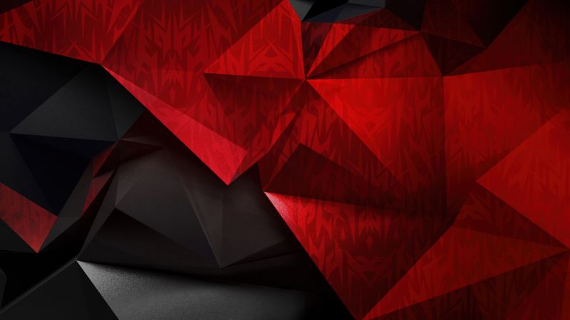 Red abstract, Polygonal, 5K, Black abstract, Wallpaper