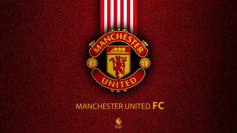Manchester United, Emblem, Football club, Logo, Red background, Wallpaper
