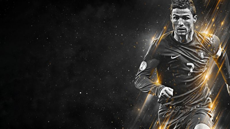 Cristiano Ronaldo, Dark background, Portuguese Football Federation, Portuguese footballer, 5K, Wallpaper