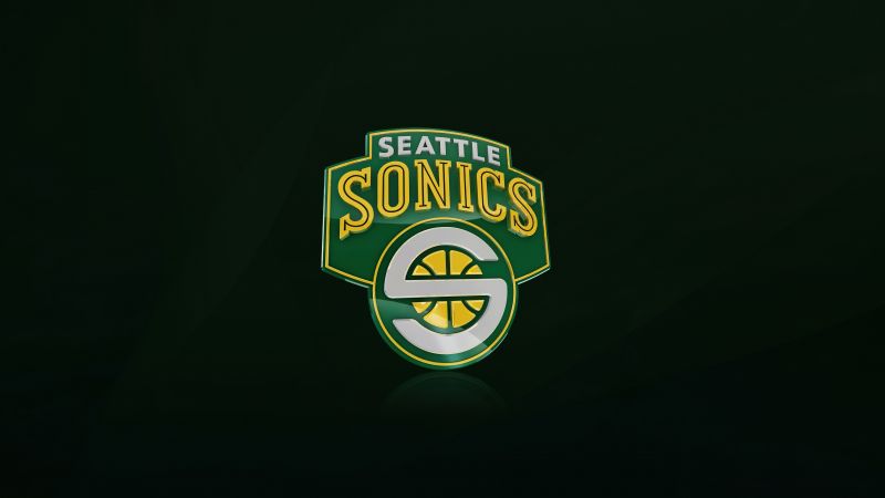 Seattle Supersonics, Basketball team, Logo, NBA, 5K, Green background, Wallpaper