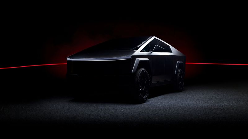 Tesla Cybertruck, Dark aesthetic, 5K, Dark background