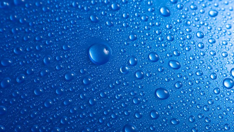 Droplets, Blue background, Water drops, Wallpaper