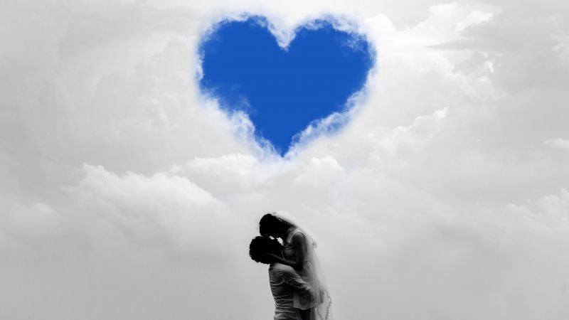 Love couple, Cloudy Sky, Love heart, Blue Sky, Wallpaper