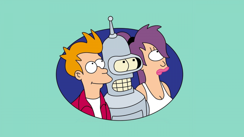 Phillip J Fry, Bender (Futurama), Leela (Futurama), Futurama, Cartoon, TV series, 5K, Wallpaper
