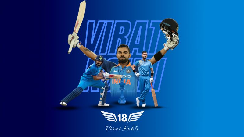 Virat Kohli, Indian cricketer, Blue aesthetic, 5K, Wallpaper