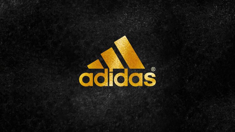 Adidas, Golden, Logo, Dark background