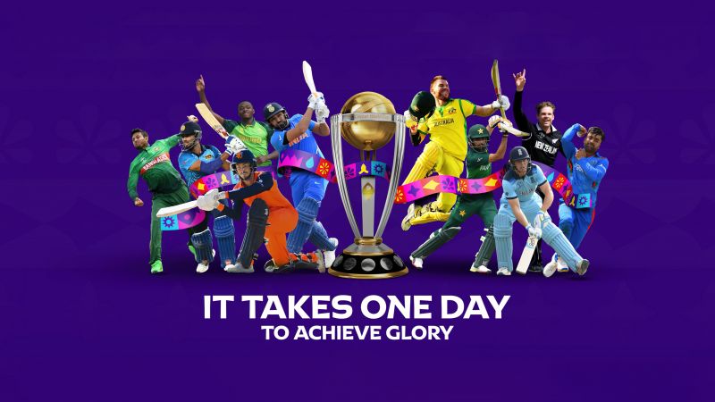 Cricket World Cup, Ultrawide, Purple background, Wallpaper